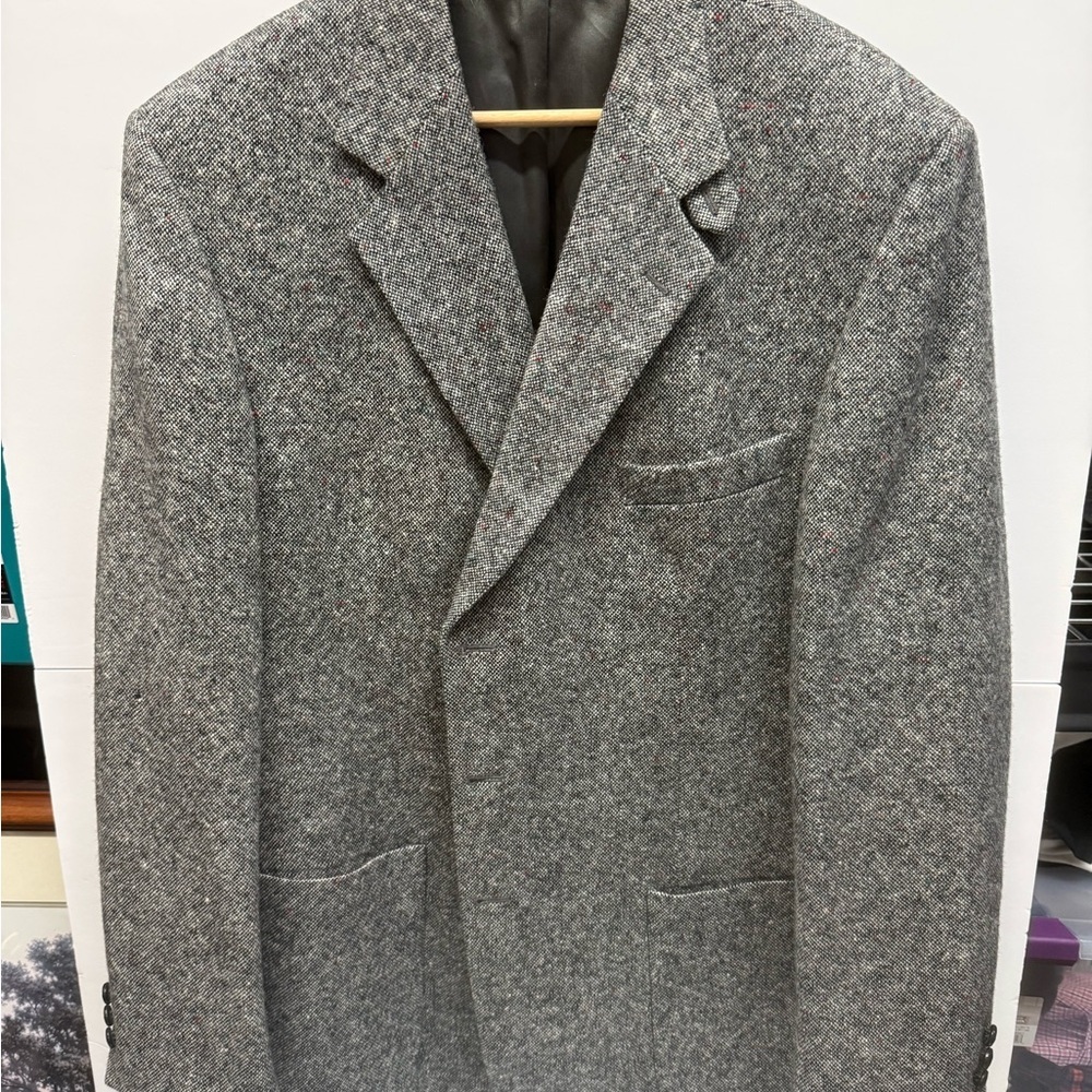 Men's Gray Herringbone Wool Blazer